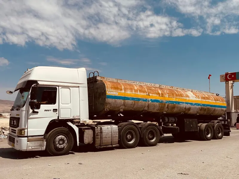 A rusty cargo truck at the Turkey-Iran border in Sistan and Baluchestan Province.
