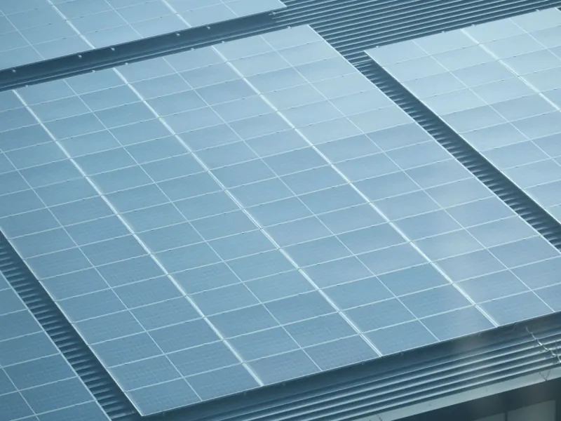 Detailed view of solar panels installed on a rooftop, showcasing green energy.